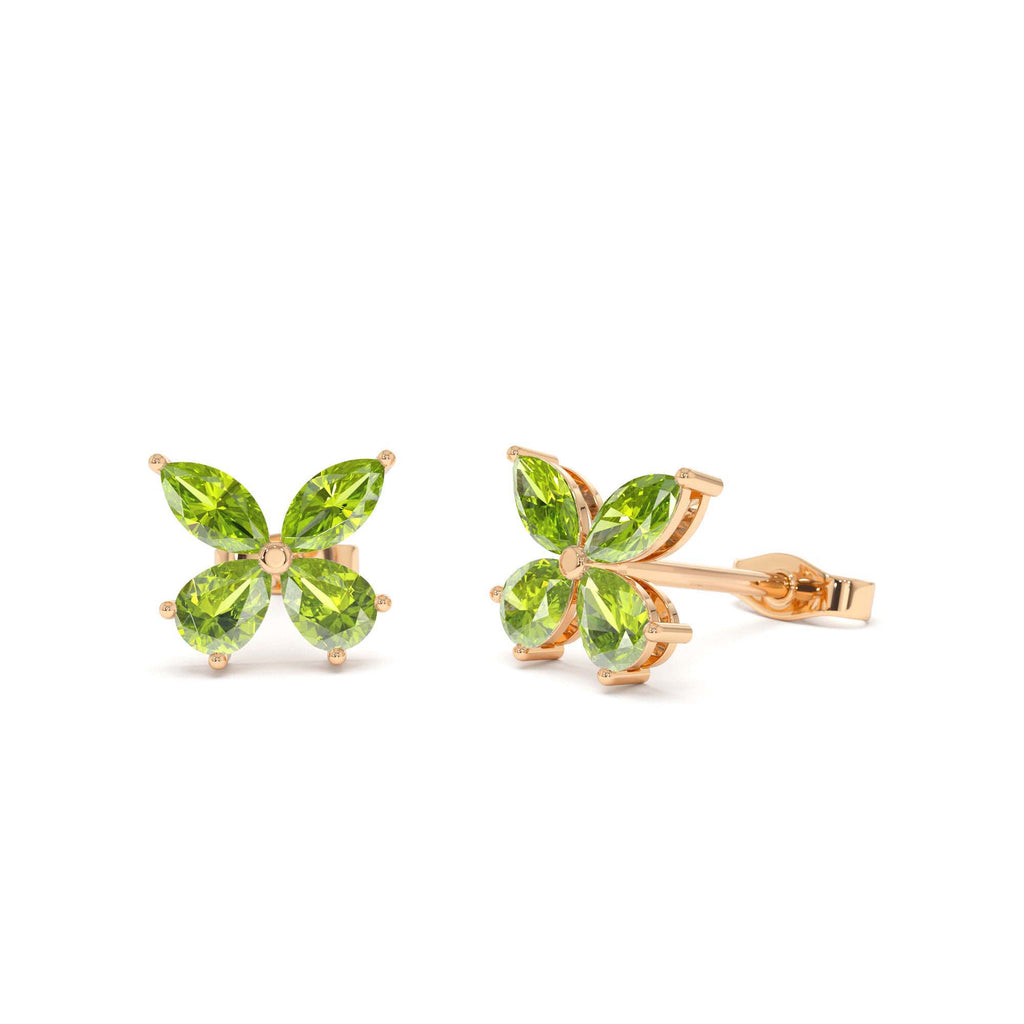 14K Peridot Butterfly Stud Earrings - view 2