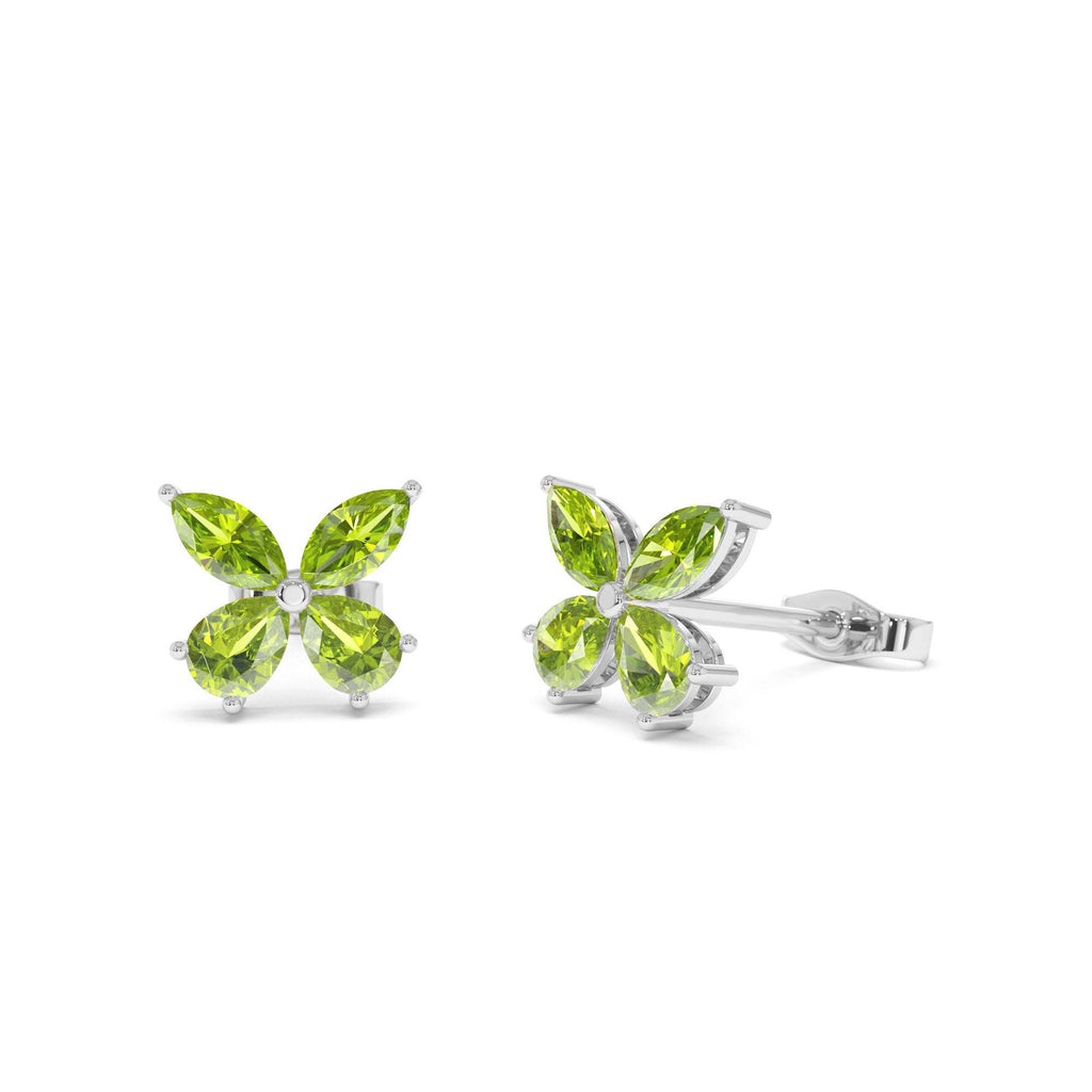 14K Peridot Butterfly Stud Earrings - view 3
