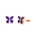 14K Amethyst Butterfly Stud Earrings - view 2