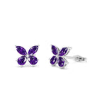 14K Amethyst Butterfly Stud Earrings - view 3