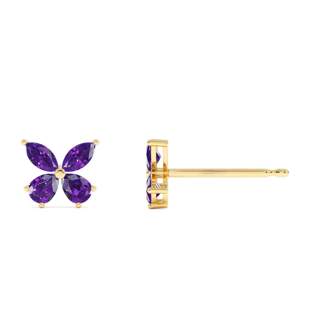 14K Amethyst Butterfly Stud Earrings - view 4