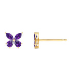14K Amethyst Butterfly Stud Earrings - view 4