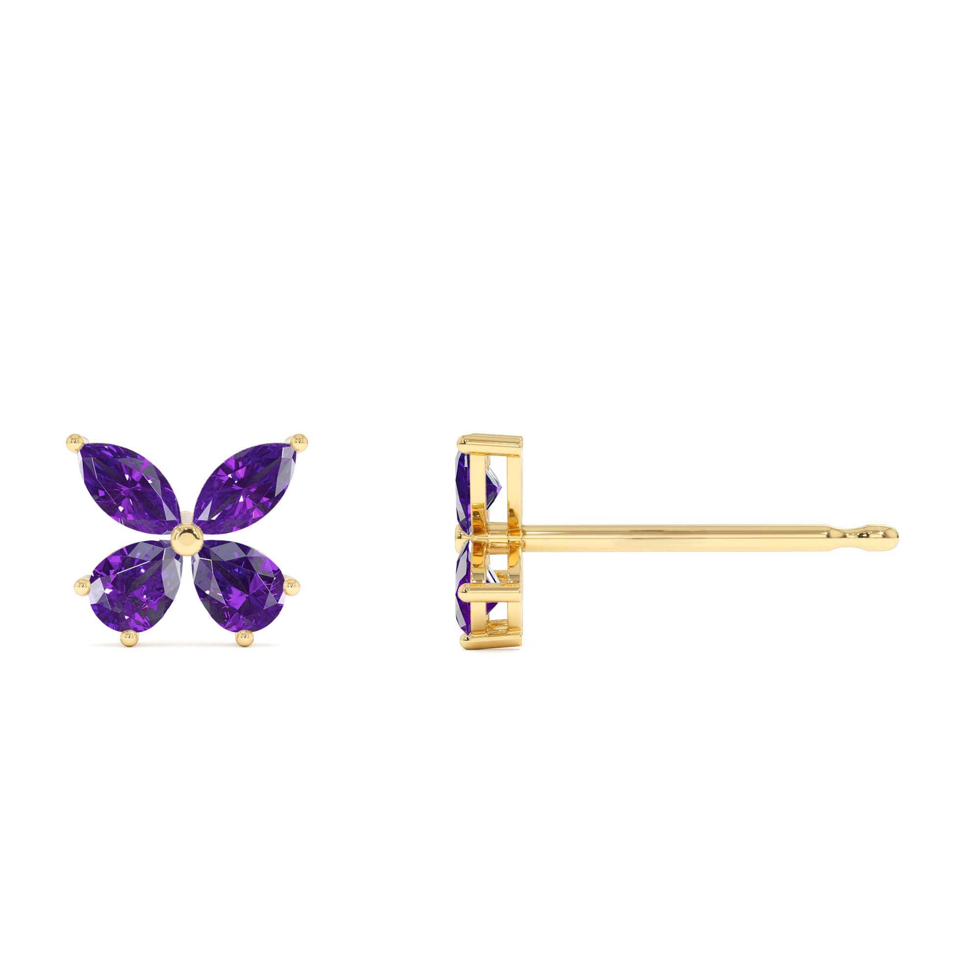14K Amethyst Butterfly Stud Earrings - view 4