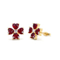 14k Garnet Four Leaf Clover Studs by Orlina Fine