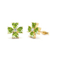 14k Peridot Four Leaf Clover Studs by Orlina Fine