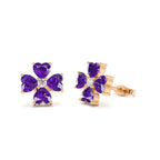 14k Amethyst Four Leaf Clover Studs - view 2