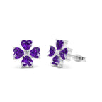 14k Amethyst Four Leaf Clover Studs - view 3