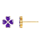 14k Amethyst Four Leaf Clover Studs - view 4