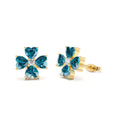 14k London Blue Topaz Four Leaf Clover Studs by Orlina Fine