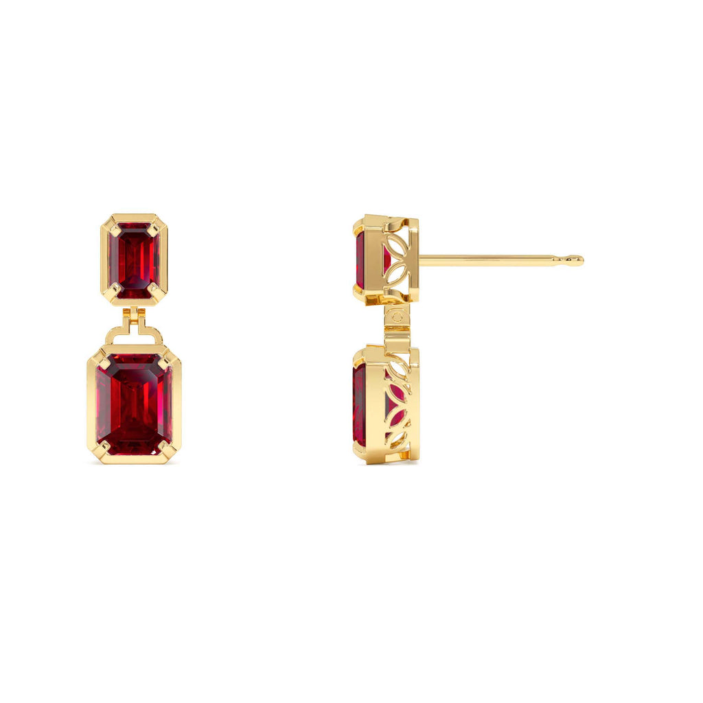 14K Emerald Garnet Dangle Drop Earrings - view 4