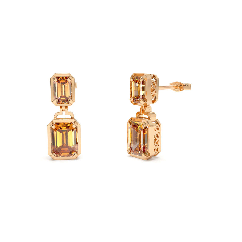 14K Emerald Citrine Dangle Drop Earrings - view 2