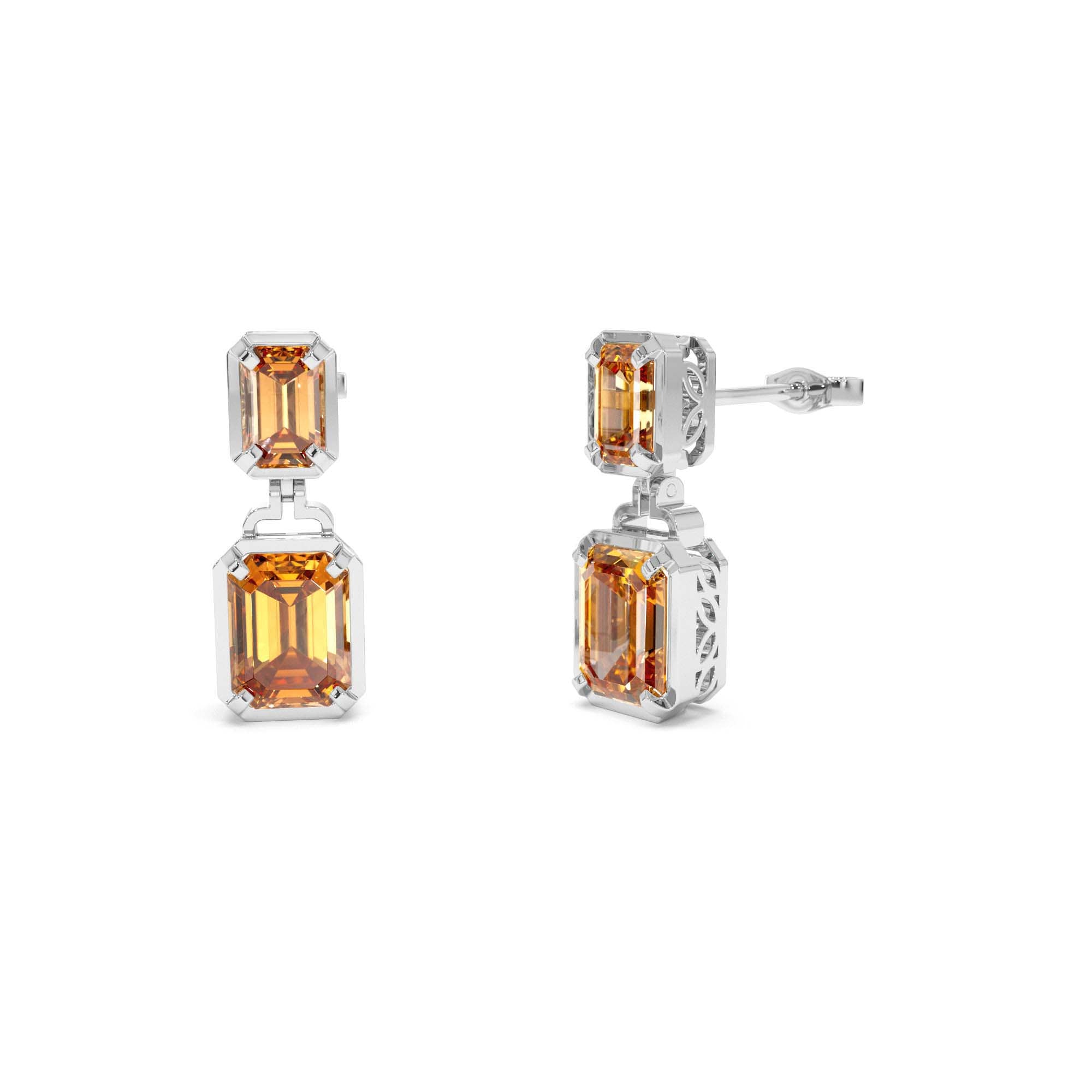 14K Emerald Citrine Dangle Drop Earrings - view 3