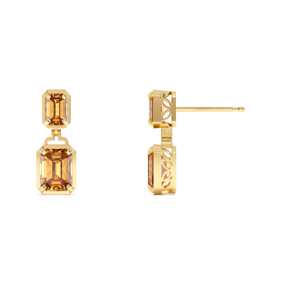 14K Emerald Citrine Dangle Drop Earrings - view 4
