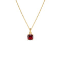 14K Cushion Cut Garnet Solitaire Necklace by Orlina Fine