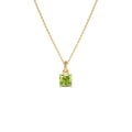14K Cushion Cut Peridot Solitaire Necklace by Orlina Fine