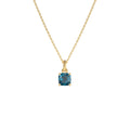 14K Cushion Cut London Blue Topaz Solitaire Necklace by Orlina Fine