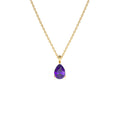 14k Pear Shape Amethyst Solitaire Necklace by Orlina Fine