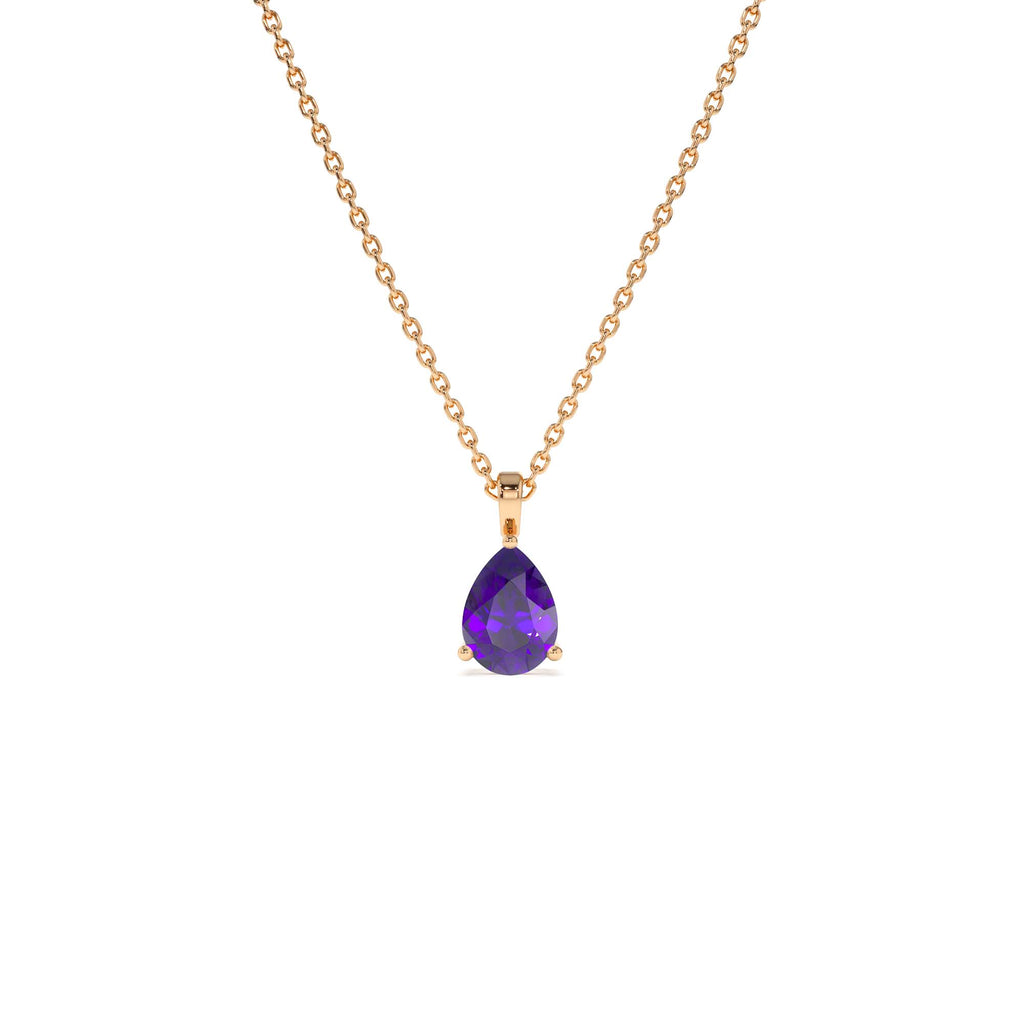 14k Pear Shape Amethyst Solitaire Necklace - view 2