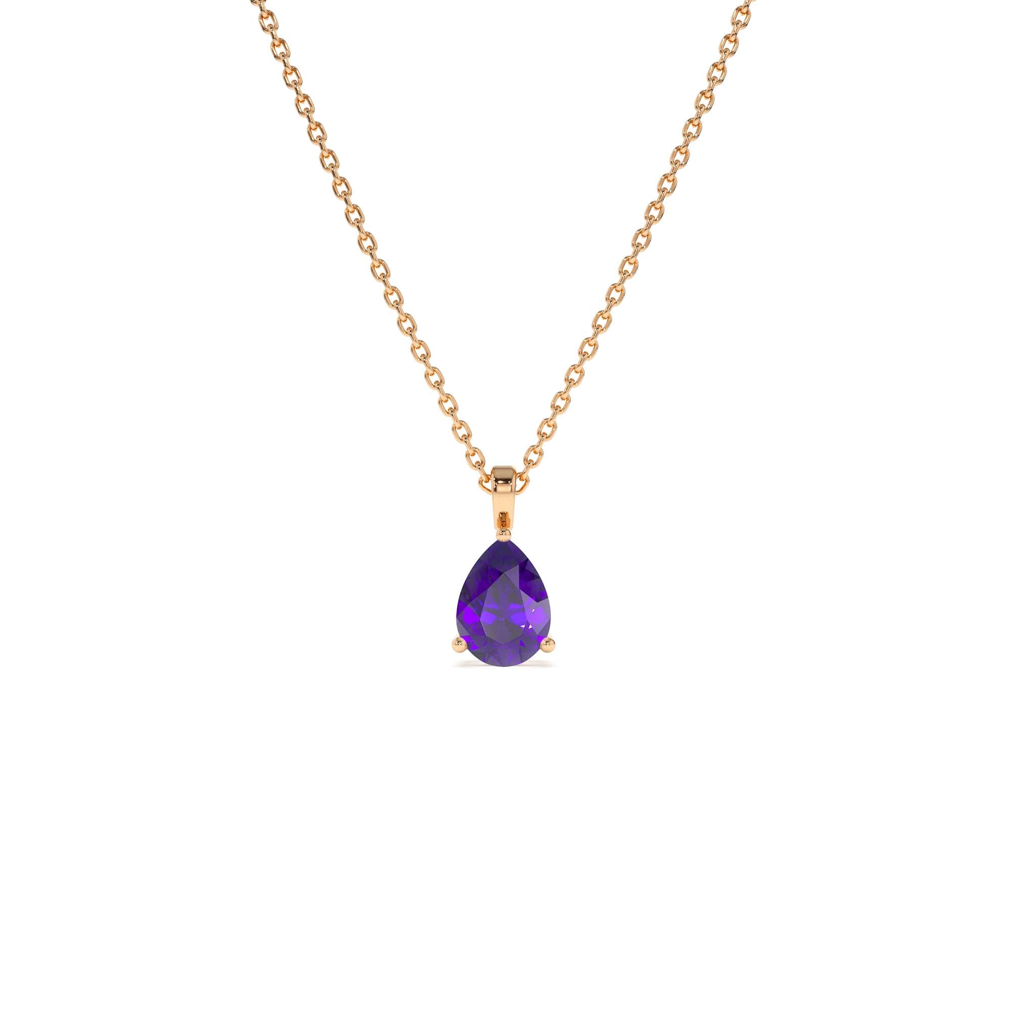 14k Pear Shape Amethyst Solitaire Necklace - view 2