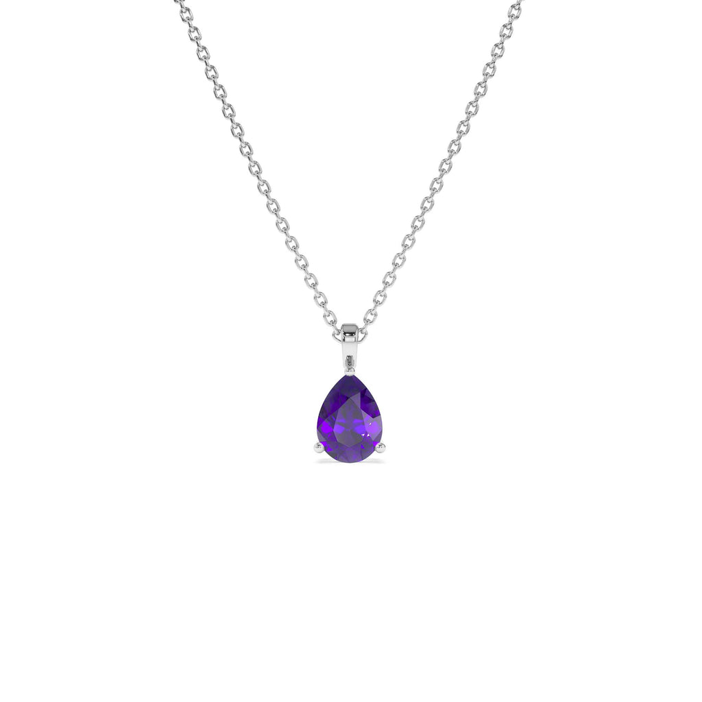 14k Pear Shape Amethyst Solitaire Necklace - view 3