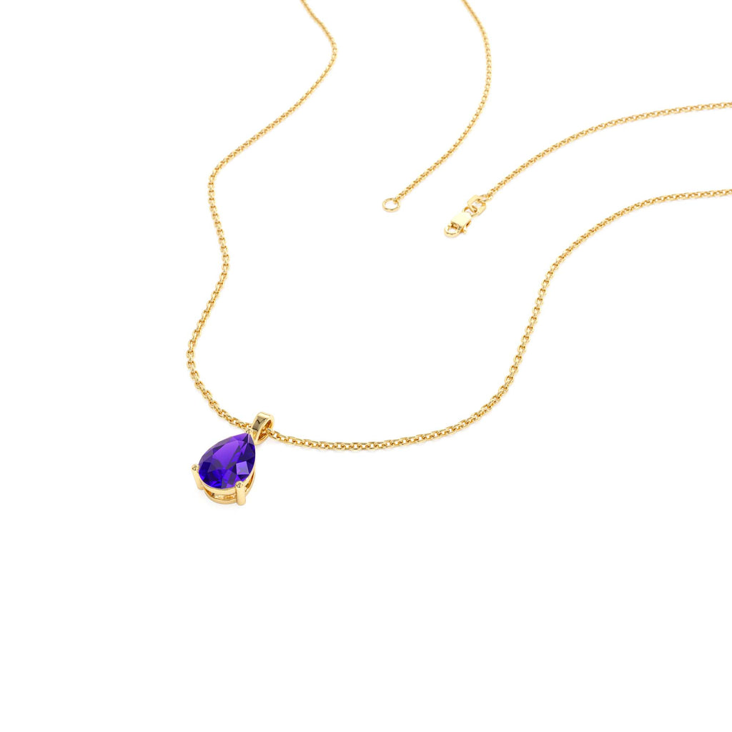 14k Pear Shape Amethyst Solitaire Necklace - view 4