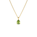 14k Pear Shape Peridot Solitaire Necklace by Orlina Fine