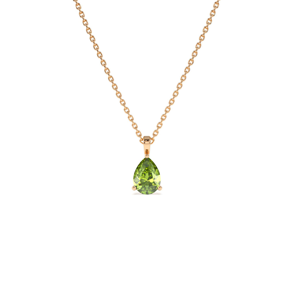 14k Pear Shape Peridot Solitaire Necklace - view 2