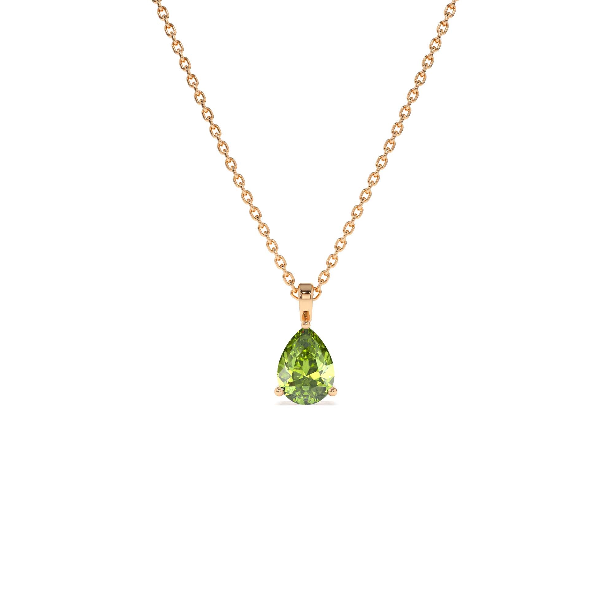 14k Pear Shape Peridot Solitaire Necklace - view 2