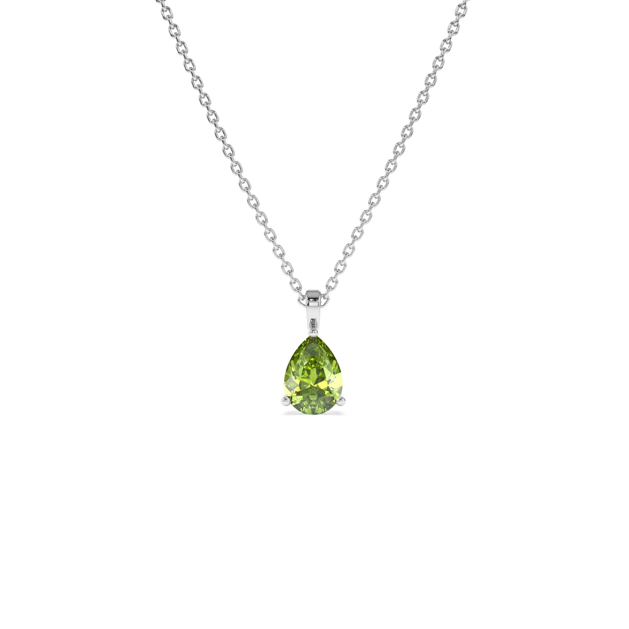 14k Pear Shape Peridot Solitaire Necklace - view 3