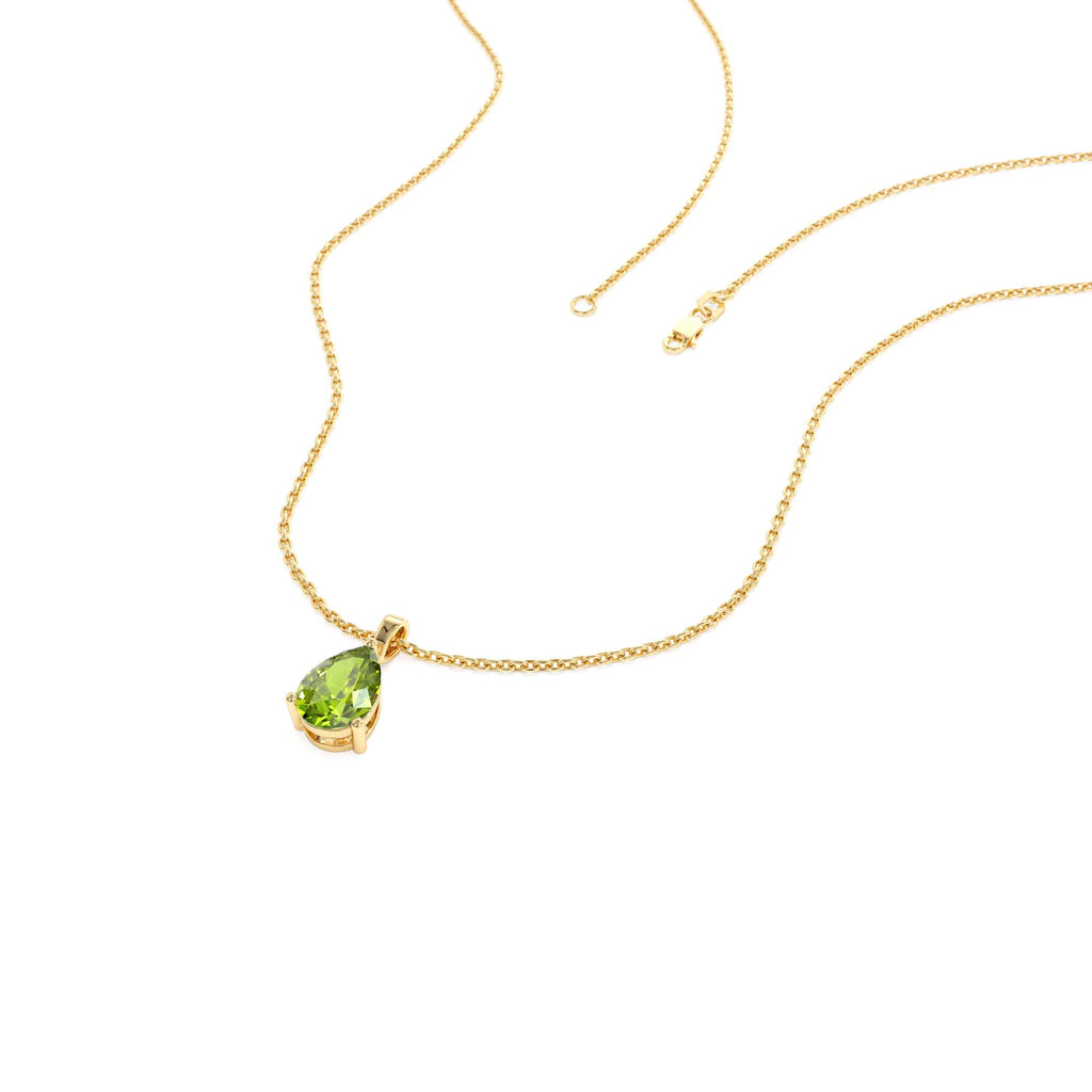14k Pear Shape Peridot Solitaire Necklace - view 4