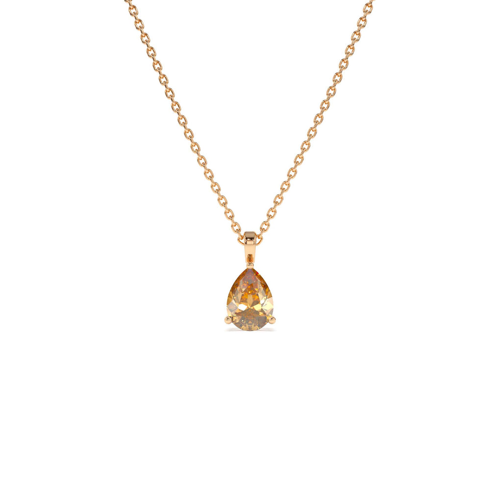 14k Pear Shape Citrine Solitaire Necklace - view 2