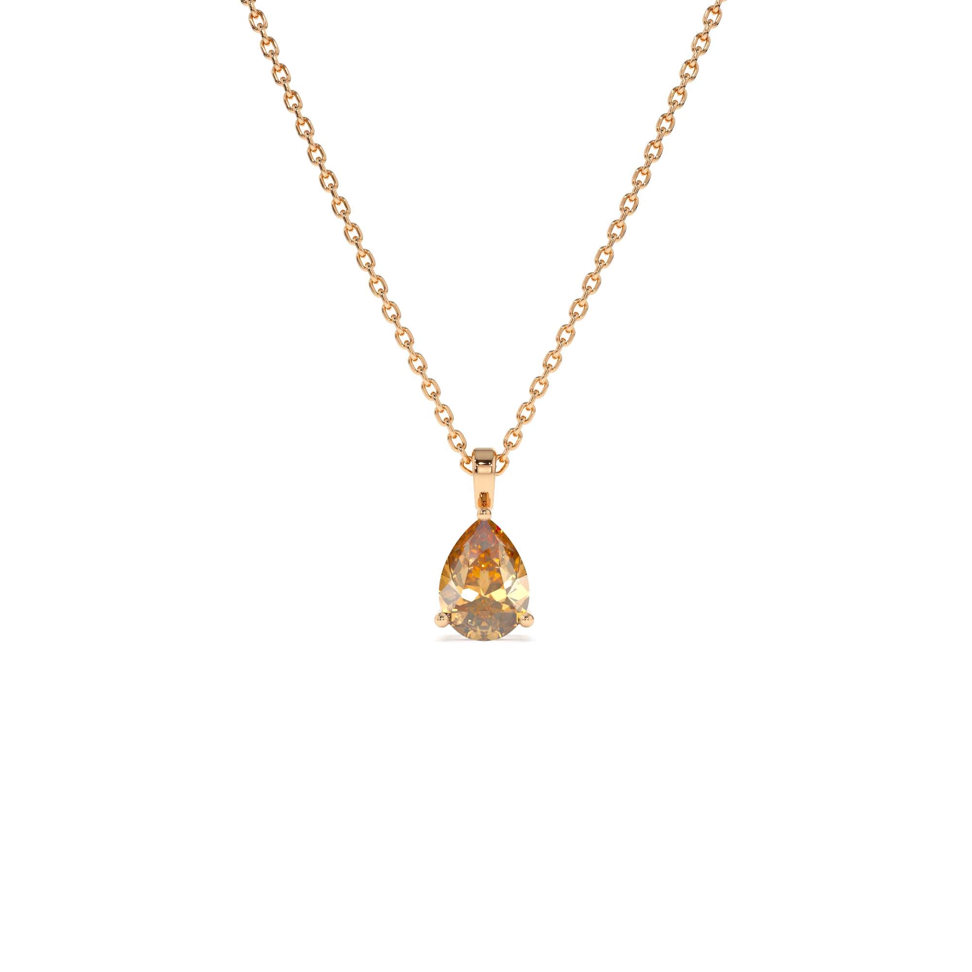 14k Pear Shape Citrine Solitaire Necklace - view 2
