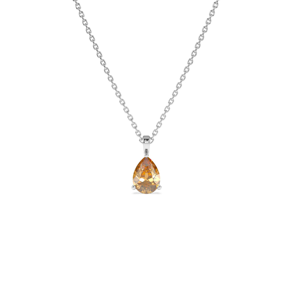 14k Pear Shape Citrine Solitaire Necklace - view 3