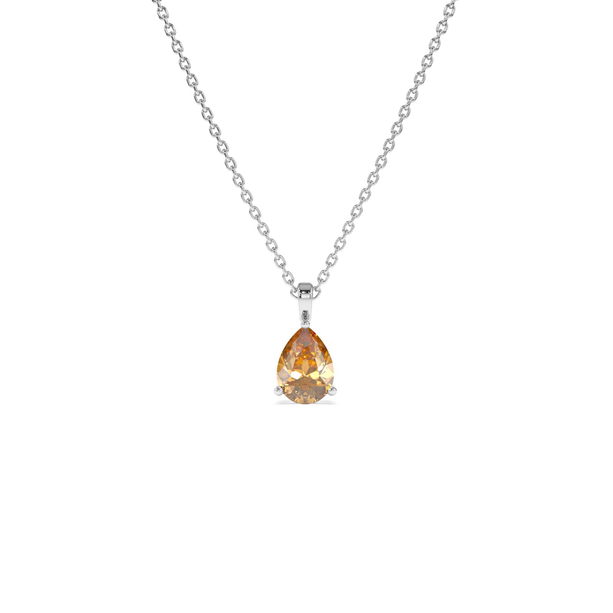 14k Pear Shape Citrine Solitaire Necklace - view 3