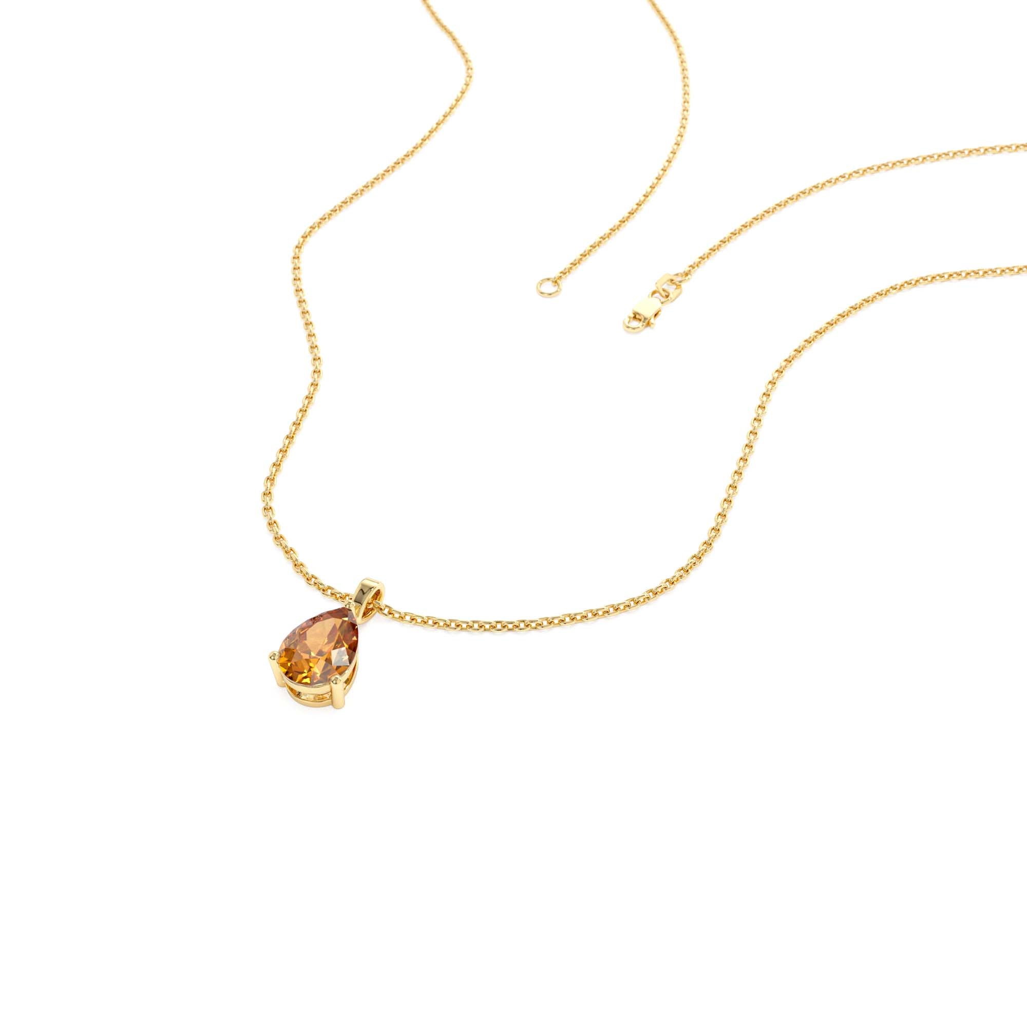 14k Pear Shape Citrine Solitaire Necklace - view 4