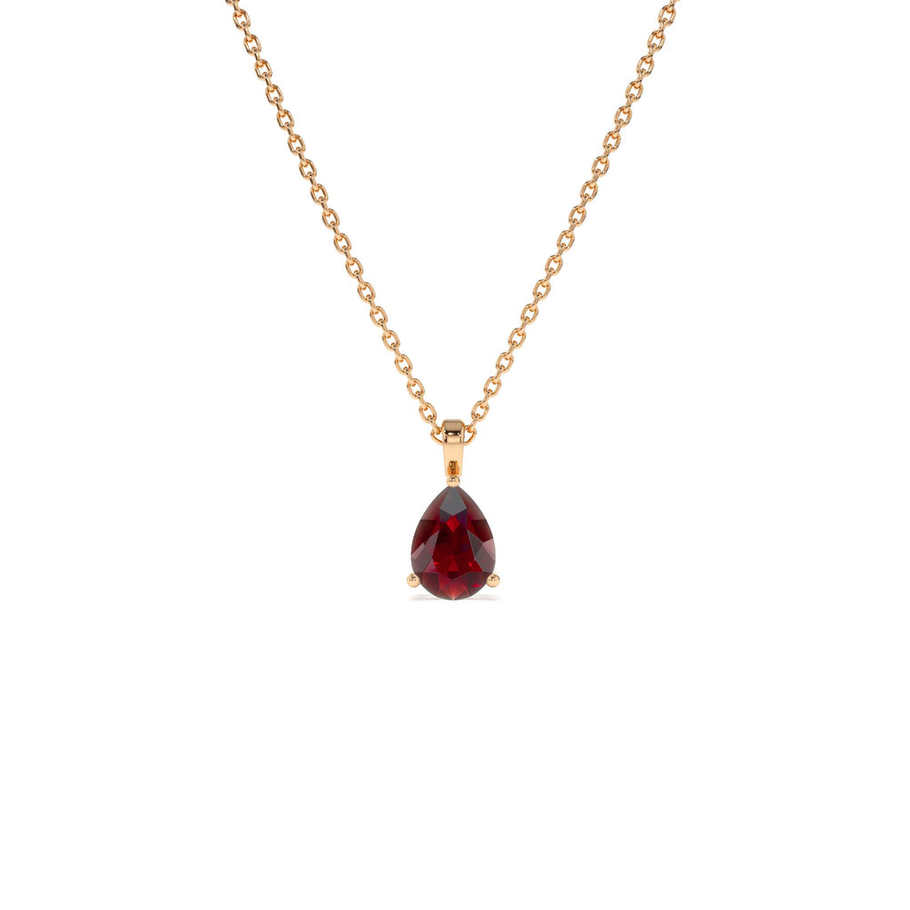 14k Pear Shape Garnet Solitaire Necklace - view 2