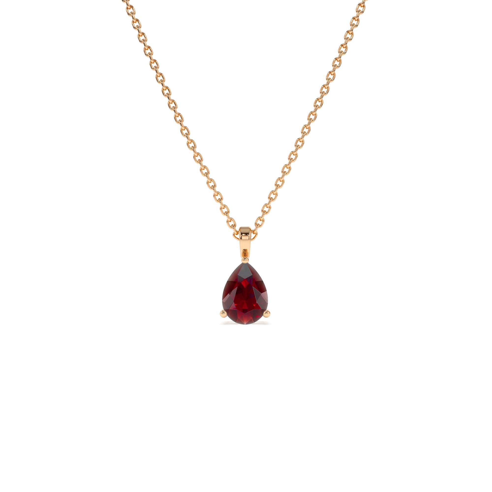 14k Pear Shape Garnet Solitaire Necklace - view 2