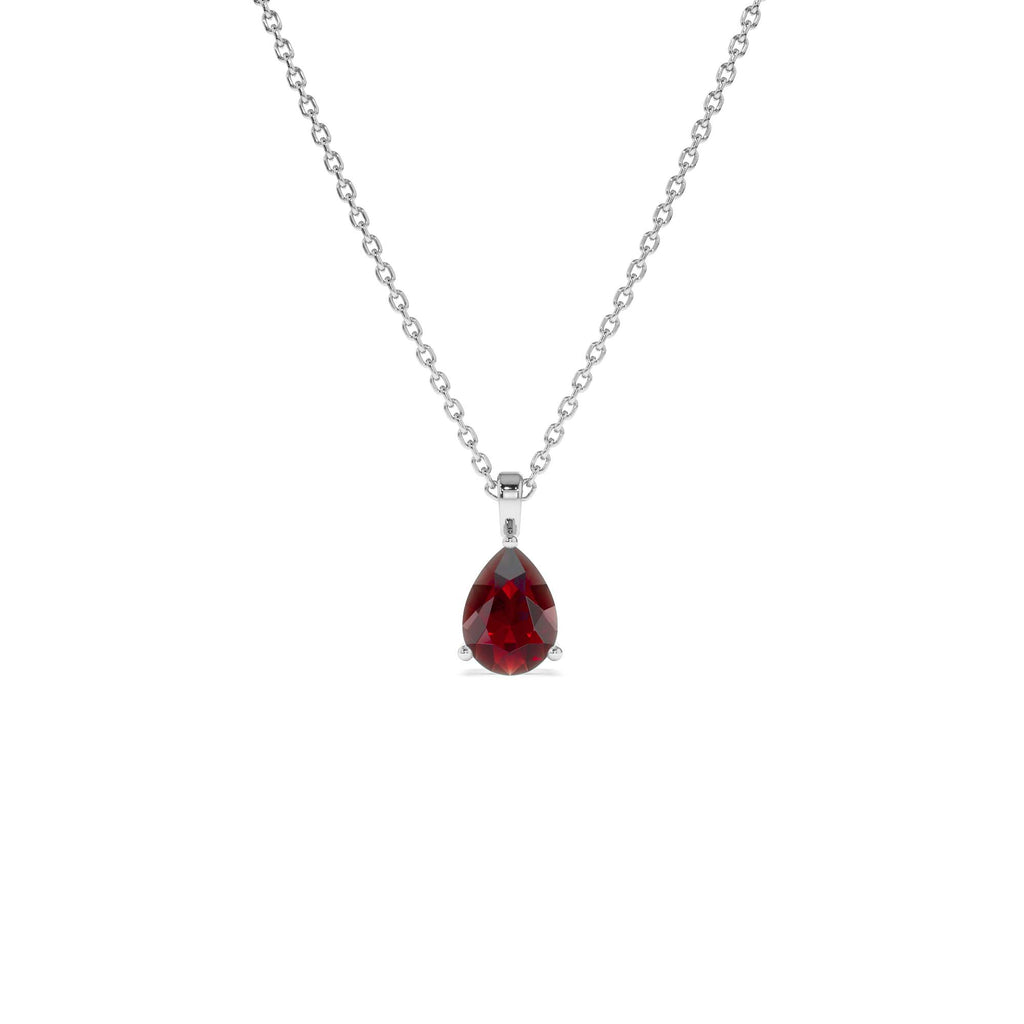 14k Pear Shape Garnet Solitaire Necklace - view 3