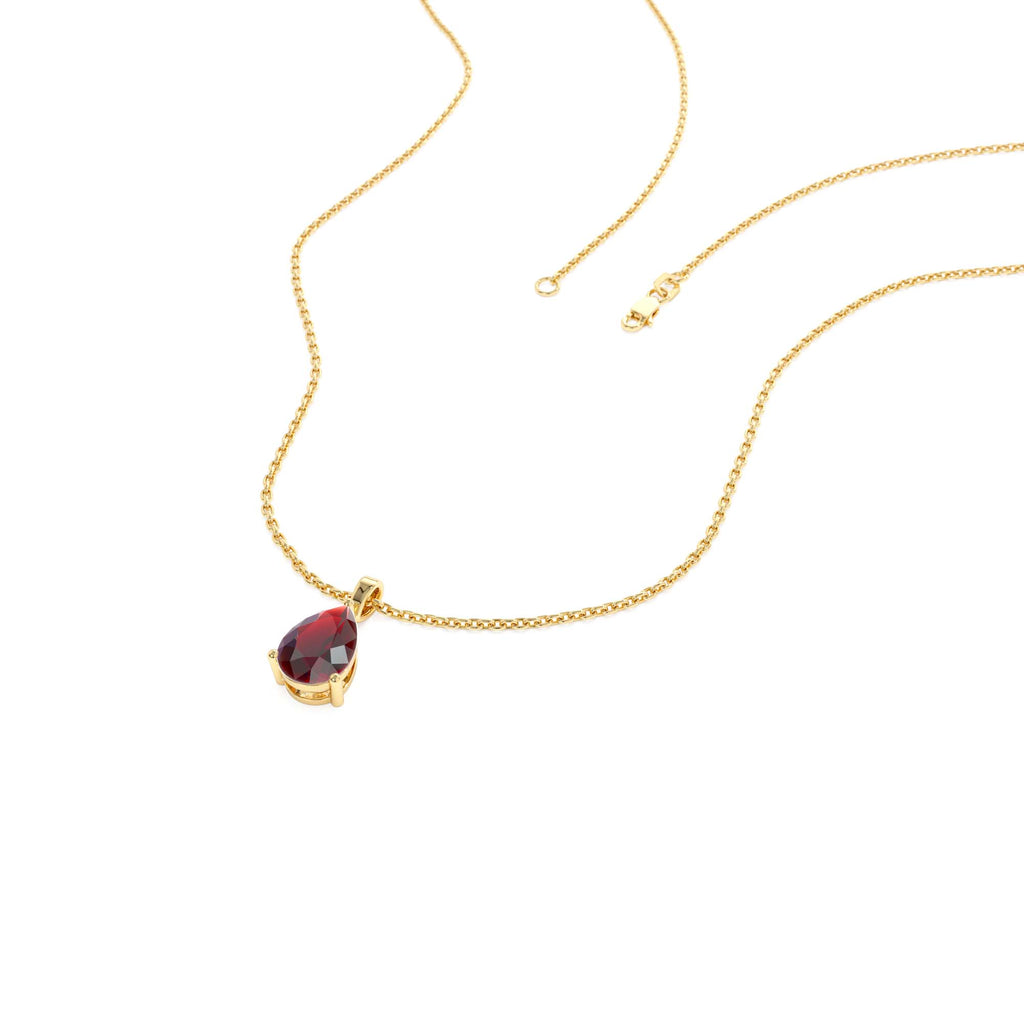 14k Pear Shape Garnet Solitaire Necklace - view 4
