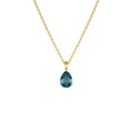 14k Pear Shape London Blue Topaz Solitaire Necklace by Orlina Fine