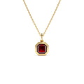 14K Asscher Cut Bezel Set Garnet Necklace by Orlina Fine