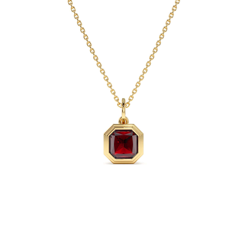14K Asscher Cut Bezel Set Peridot Necklace - view 2