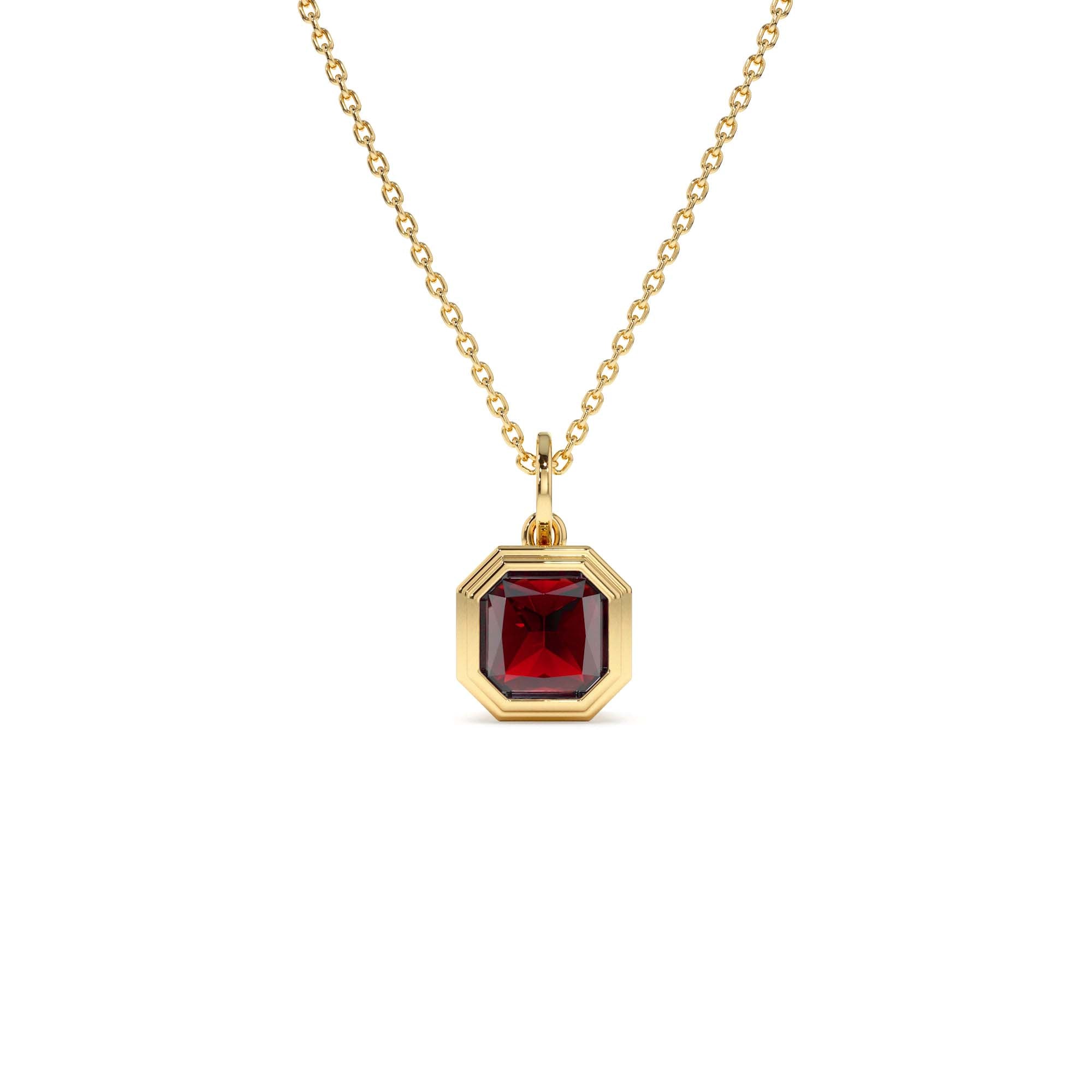 14K Asscher Cut Bezel Set Peridot Necklace - view 2