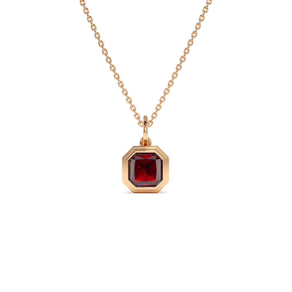 14K Asscher Cut Bezel Set Peridot Necklace - view 4
