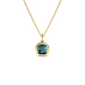 14K Asscher Cut Bezel Set London Blue Topaz Necklace by Orlina Fine