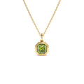 14K Asscher Cut Bezel Set Peridot Necklace by Orlina Fine