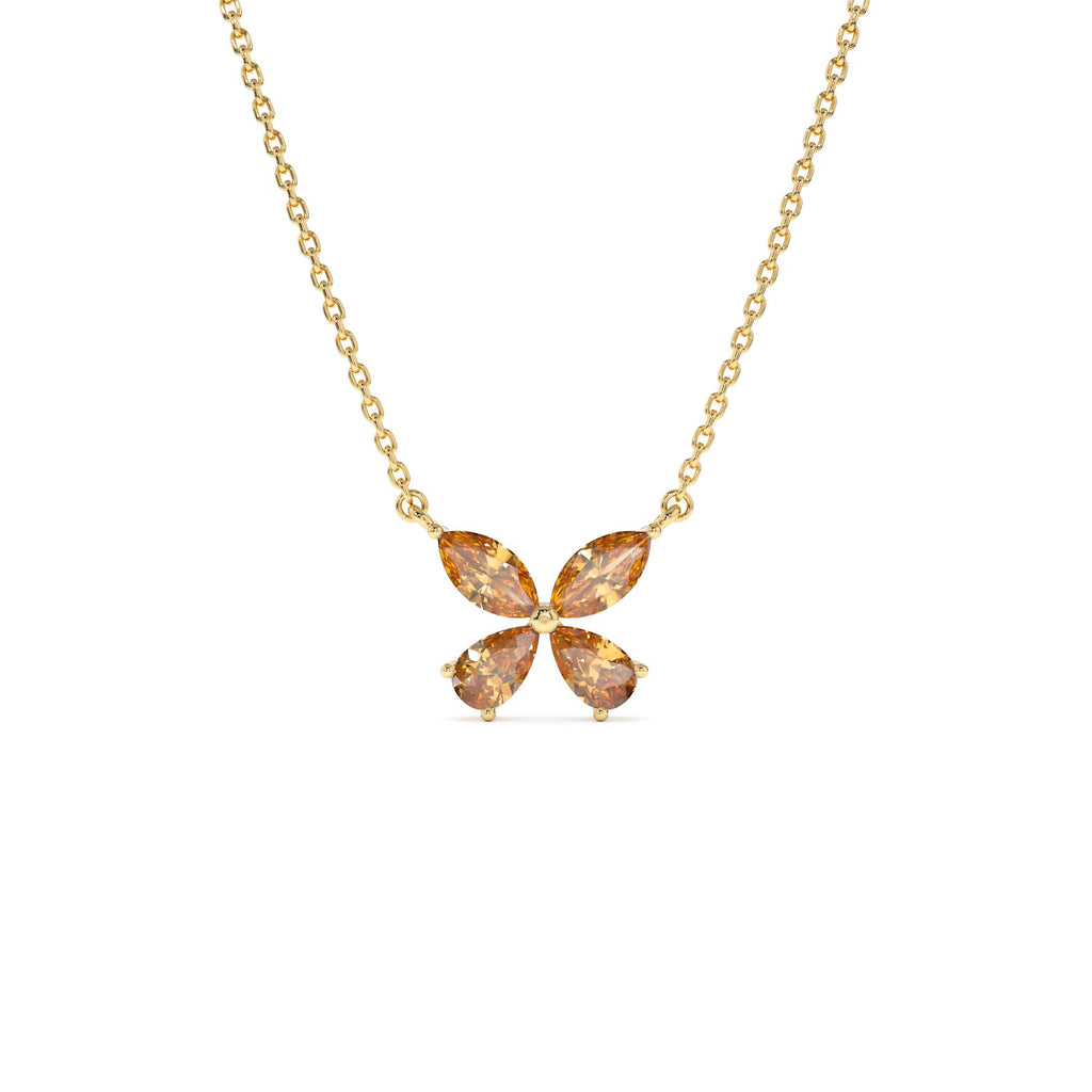 14K Gold Citrine Butterfly Necklace by Orlina Fine