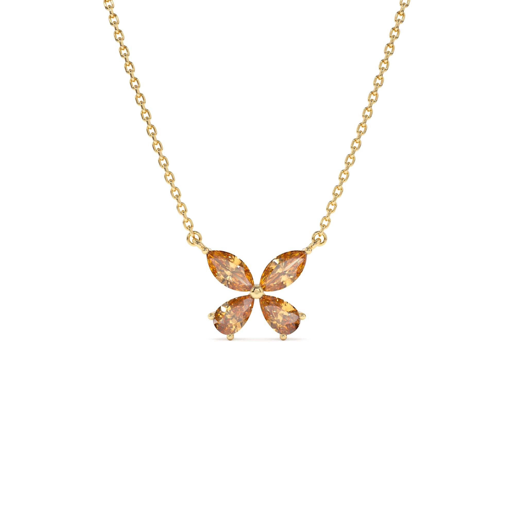 14K Gold Citrine Butterfly Necklace by Orlina Fine