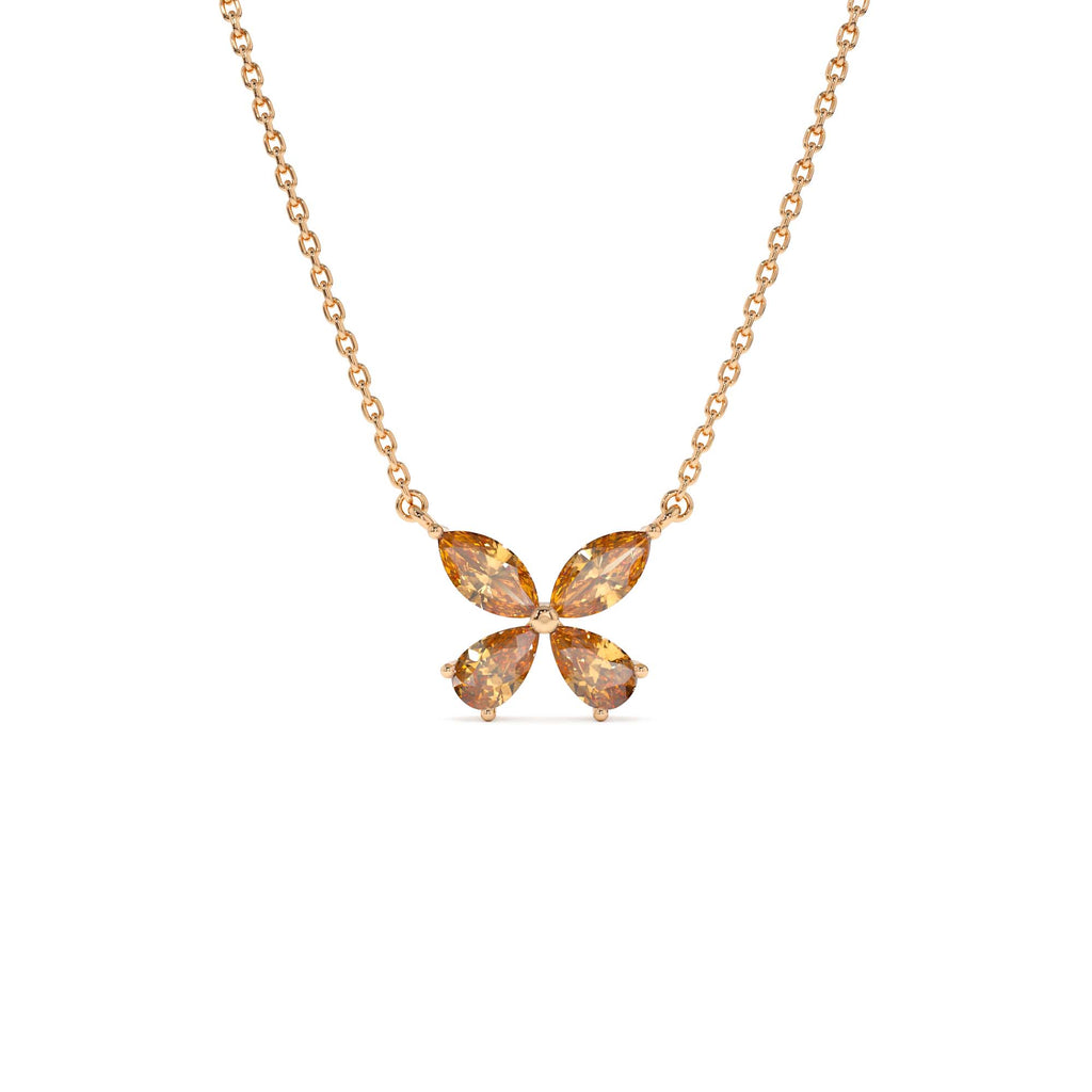 14K Gold Citrine Butterfly Necklace - view 2