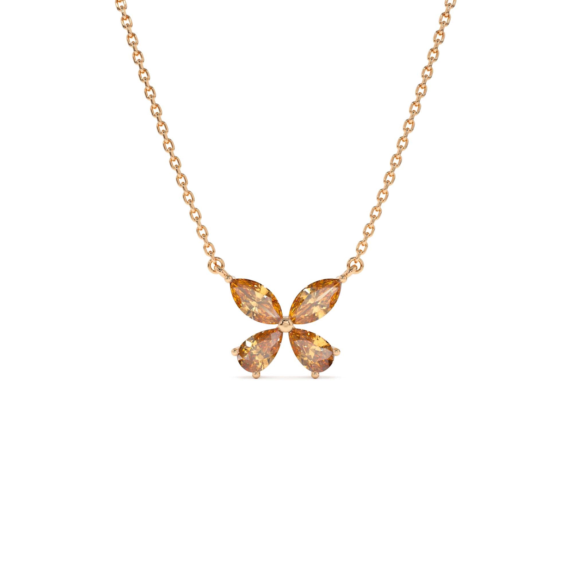14K Gold Citrine Butterfly Necklace - view 2